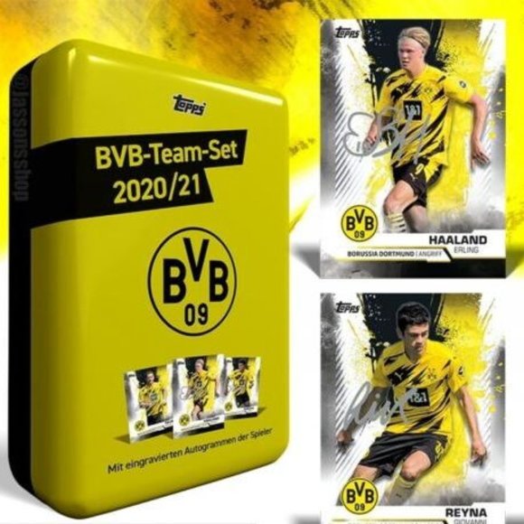 2020-21 TOPPS BVB DORTMUND TEAM SET TIN Haaland Collector - Picture 1 of 2